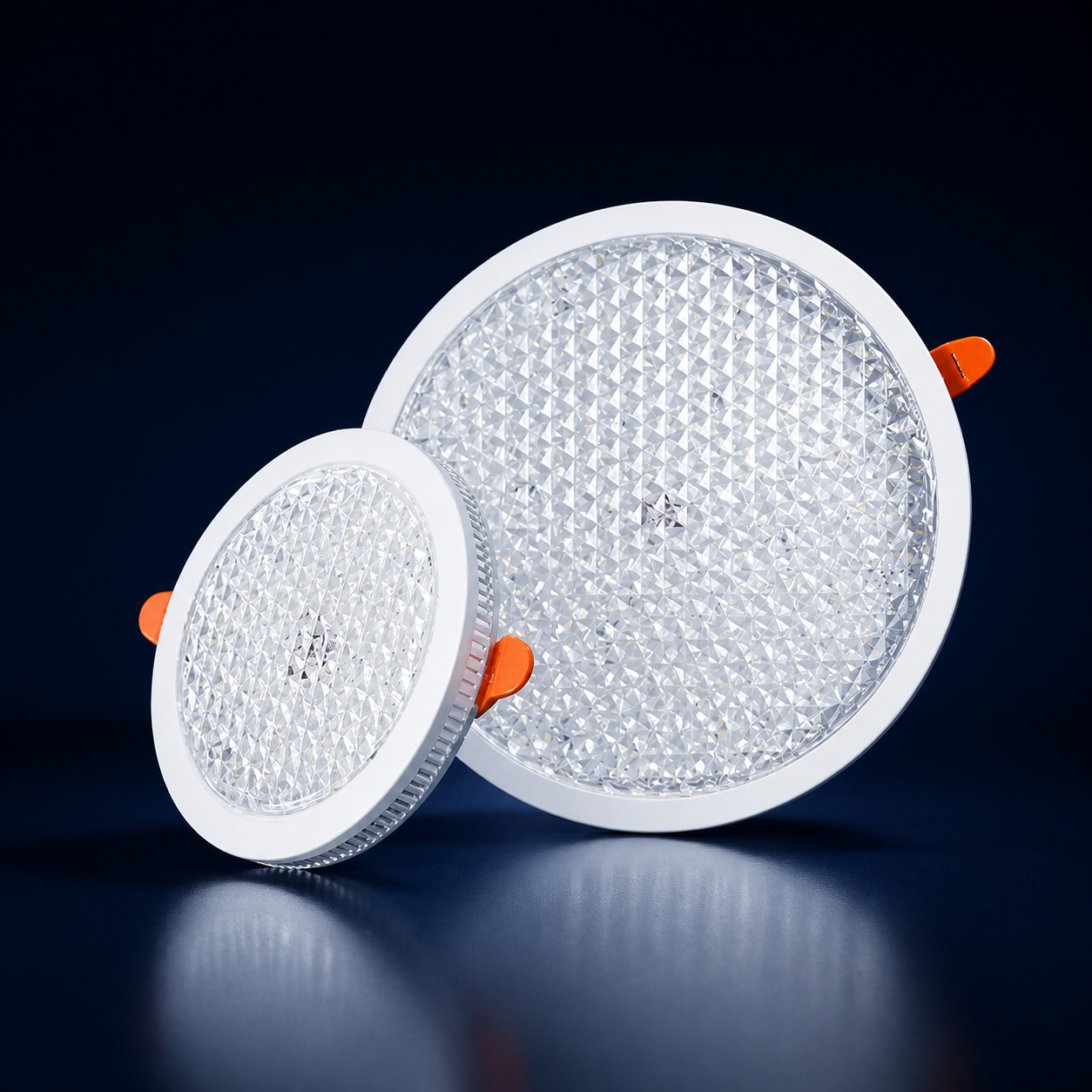 Round recessed starry crystal LED panel lights in two sizes